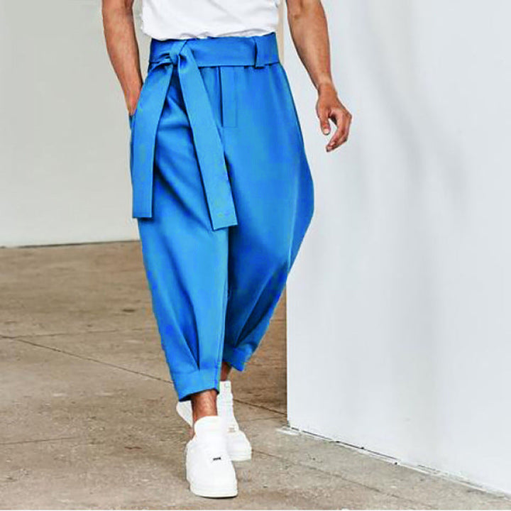 Men's elegant leisure pants with adjustable waistband and wide cut Mune Fashion