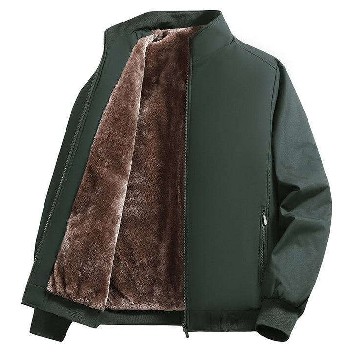 Men's Padded Bomber Jacket with Faux Fur Lining, Stand-Up Collar and Zipper Mune Fashion