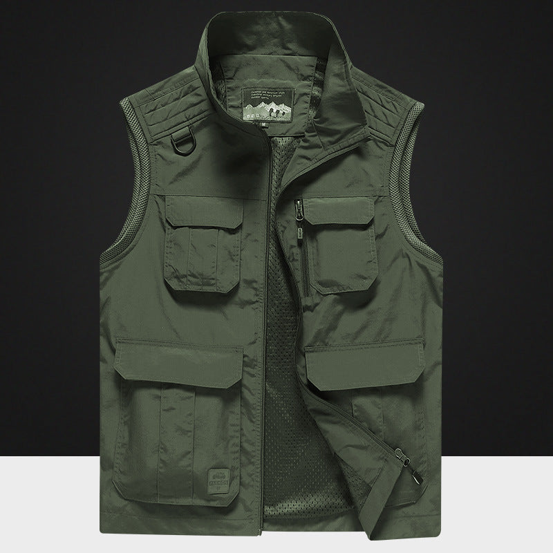 Men's Multifuntional Outdoor Vest with Breathable Mesh Lining and Multiple Pockets Mune Fashion