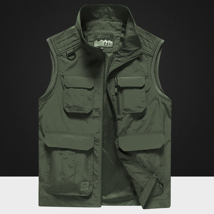 Men's Multifuntional Outdoor Vest with Breathable Mesh Lining and Multiple Pockets Mune Fashion
