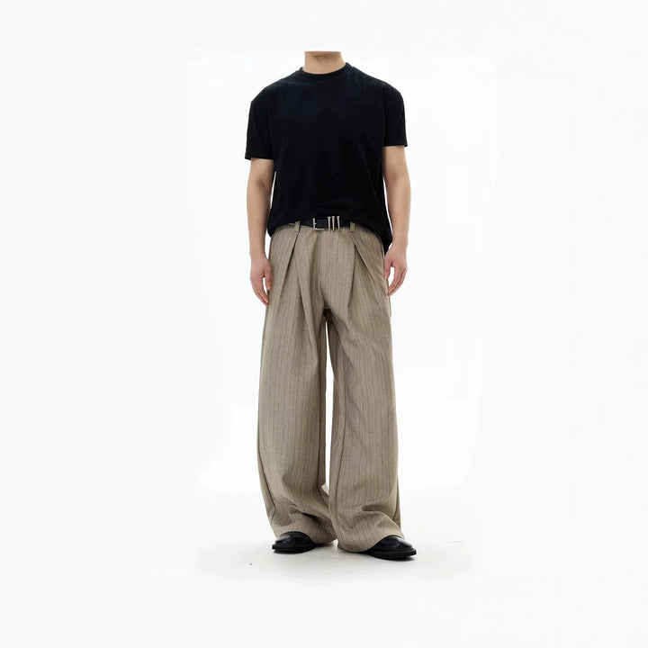Women's Elegant and Wide High-Waisted Trousers with Pleats