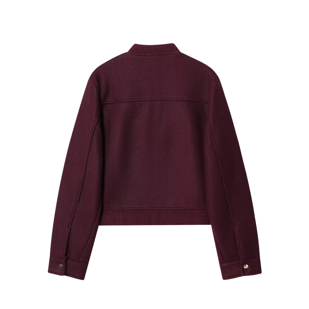 Women's short-cut wool bomber jacket with flap pockets Mune Fashion