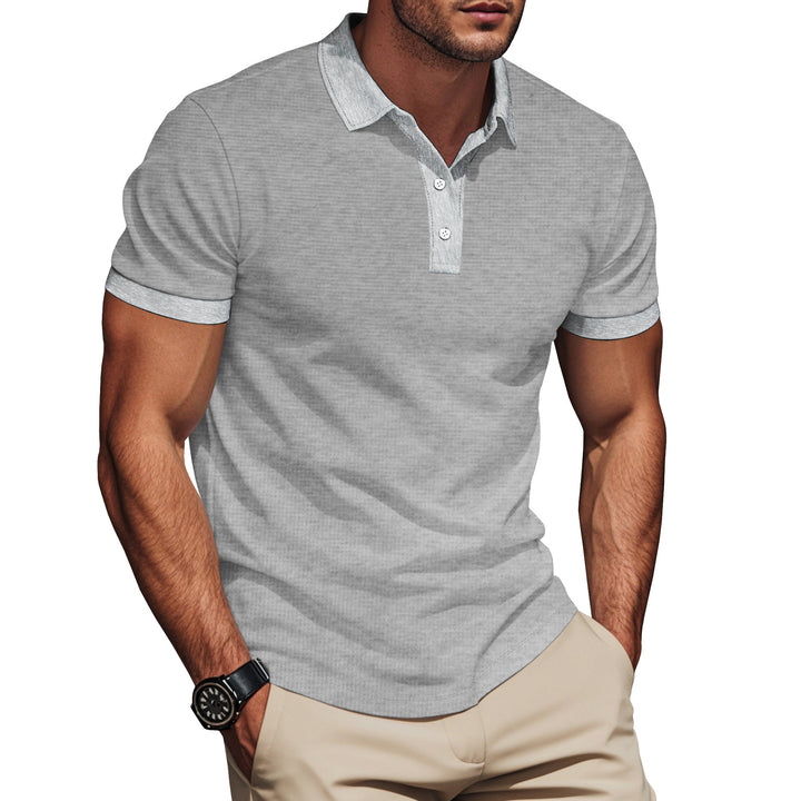 Men's body-hugging polo with micro-rib structure, double-quilted collar, and slim fit Mune Fashion