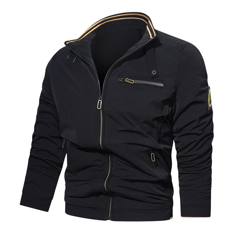 Men's transitional pilot-style jacket with high collar and zipper details Mune Fashion