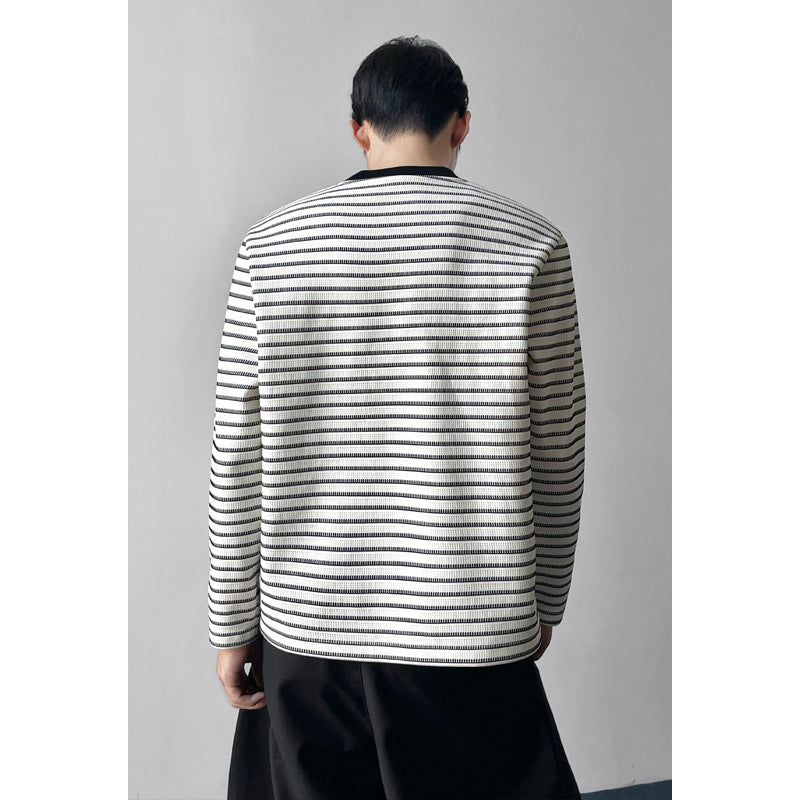 Men's Sporty Long Sleeve Shirt with Striped Pattern Mune Fashion