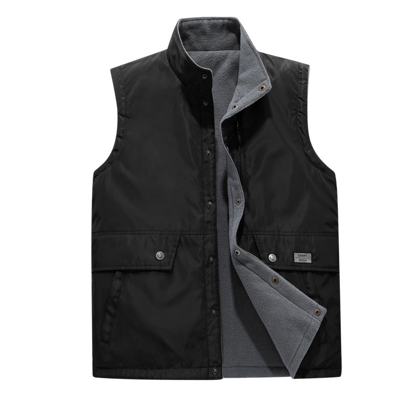 Men's Padded Utility Vest with Fleece Lining, Snap Button and Zipper Fastening Mune Fashion