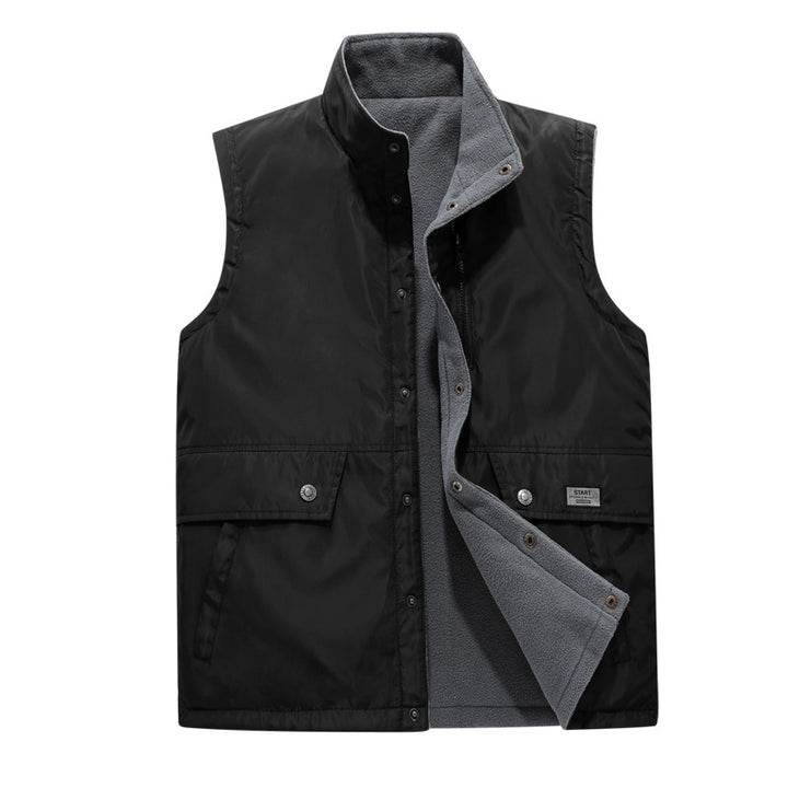 Men's Padded Utility Vest with Fleece Lining, Snap Button and Zipper Fastening Mune Fashion