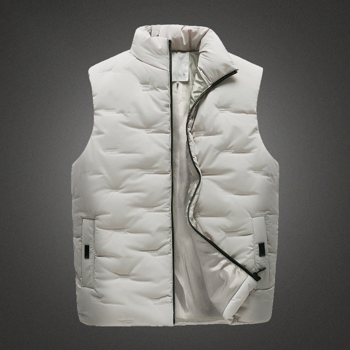 Men's Lightweight Thermal Quilted Vest with High Collar, Windproof Microfiber Shell, and Concealed Zipper Pockets Mune Fashion