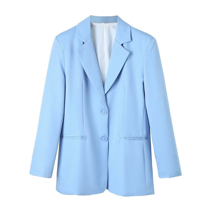 Women nan tailored oversized blazer with lapel collar, button closure and piped welt pockets Mune Fashion
