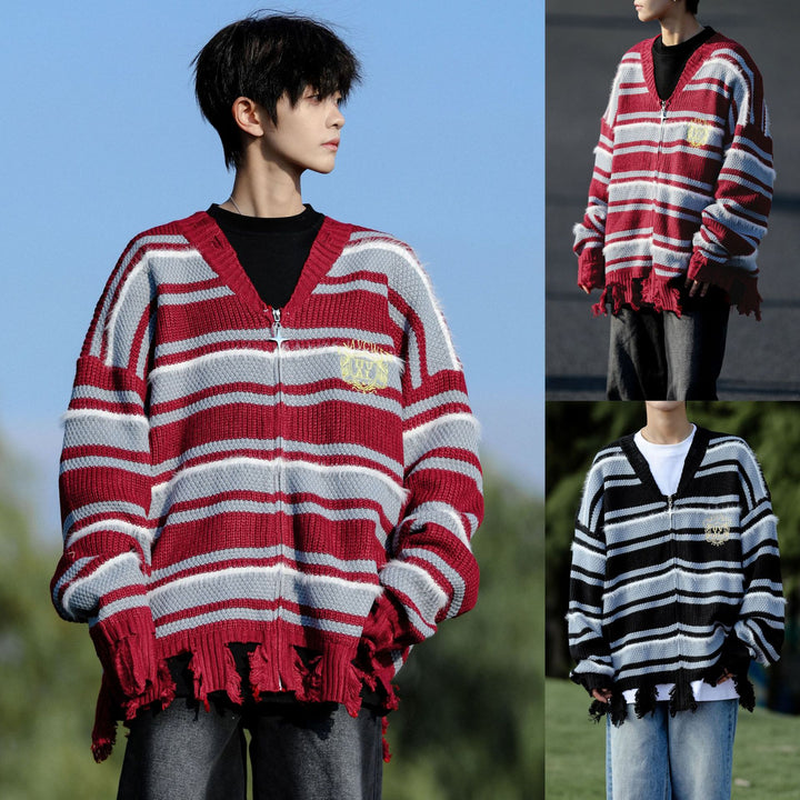 Women Casual Knit Sweater with Zipper Mune Fashion
