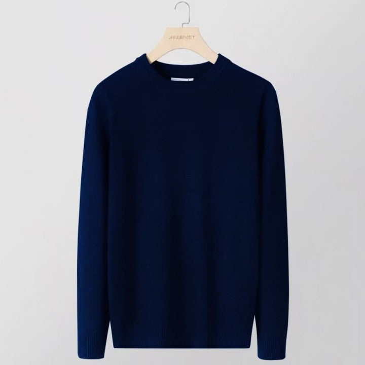 Men's fine crew neck sweater made of cotton blend with light texture and slim fit Mune Fashion