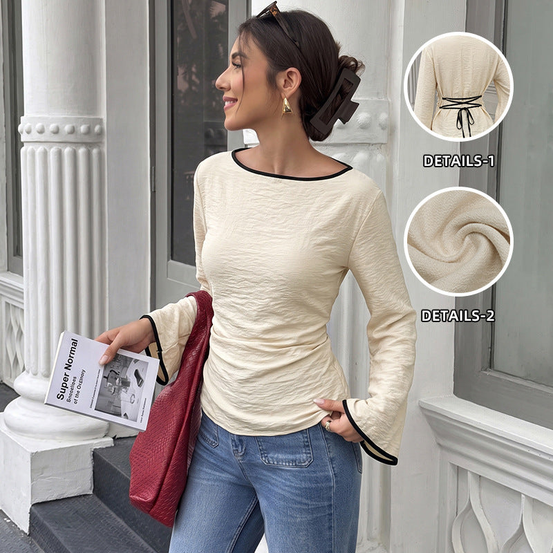 Ladies Elegant Long Sleeve Top with Ruffled Sleeves Mune Fashion