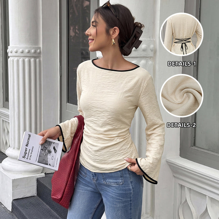 Ladies Elegant Long Sleeve Top with Ruffled Sleeves Mune Fashion