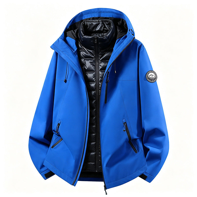 Unisex non-waterproof three-piece softshell jacket with detachable quilted inner jacket and hood Mune Fashion