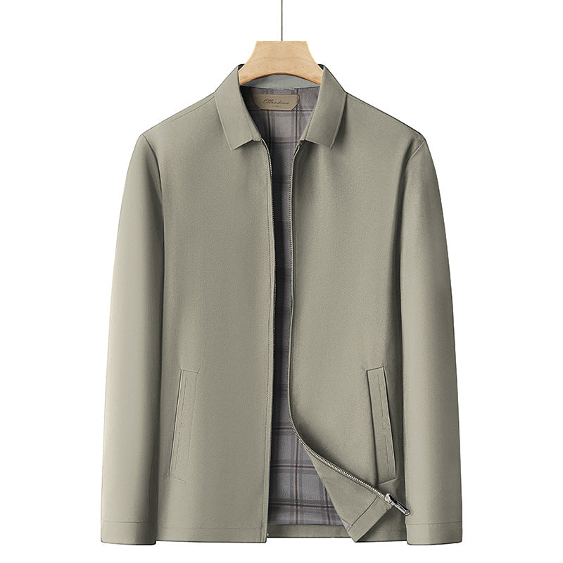 Men's lightweight transitional jacket with shirt collar, full-length zipper and checked lining Mune Fashion