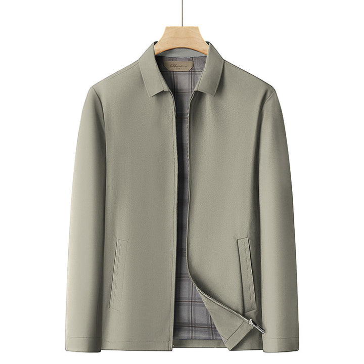 Men's lightweight transitional jacket with shirt collar, full-length zipper and checked lining Mune Fashion