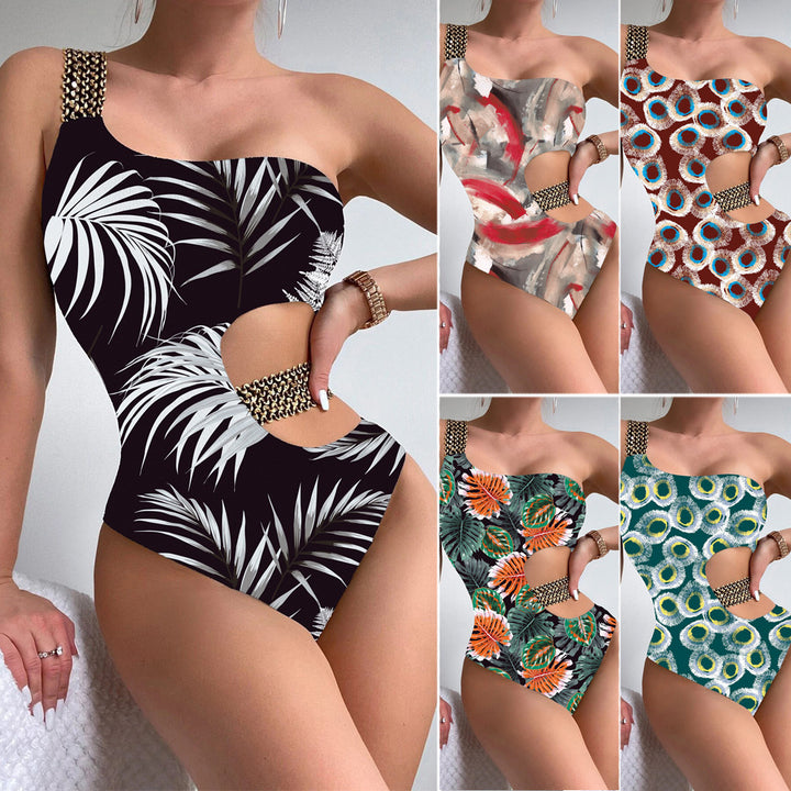 Women One-Piece Designer Swimsuit with Asymmetrical Cut and Fashionable Straps Mune Fashion