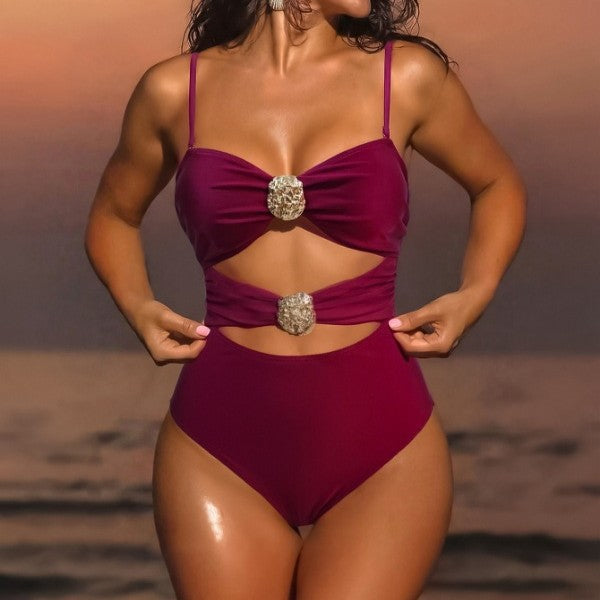 Women's One-Piece Swimsuit with Refined Lace-Up Details Mune Fashion