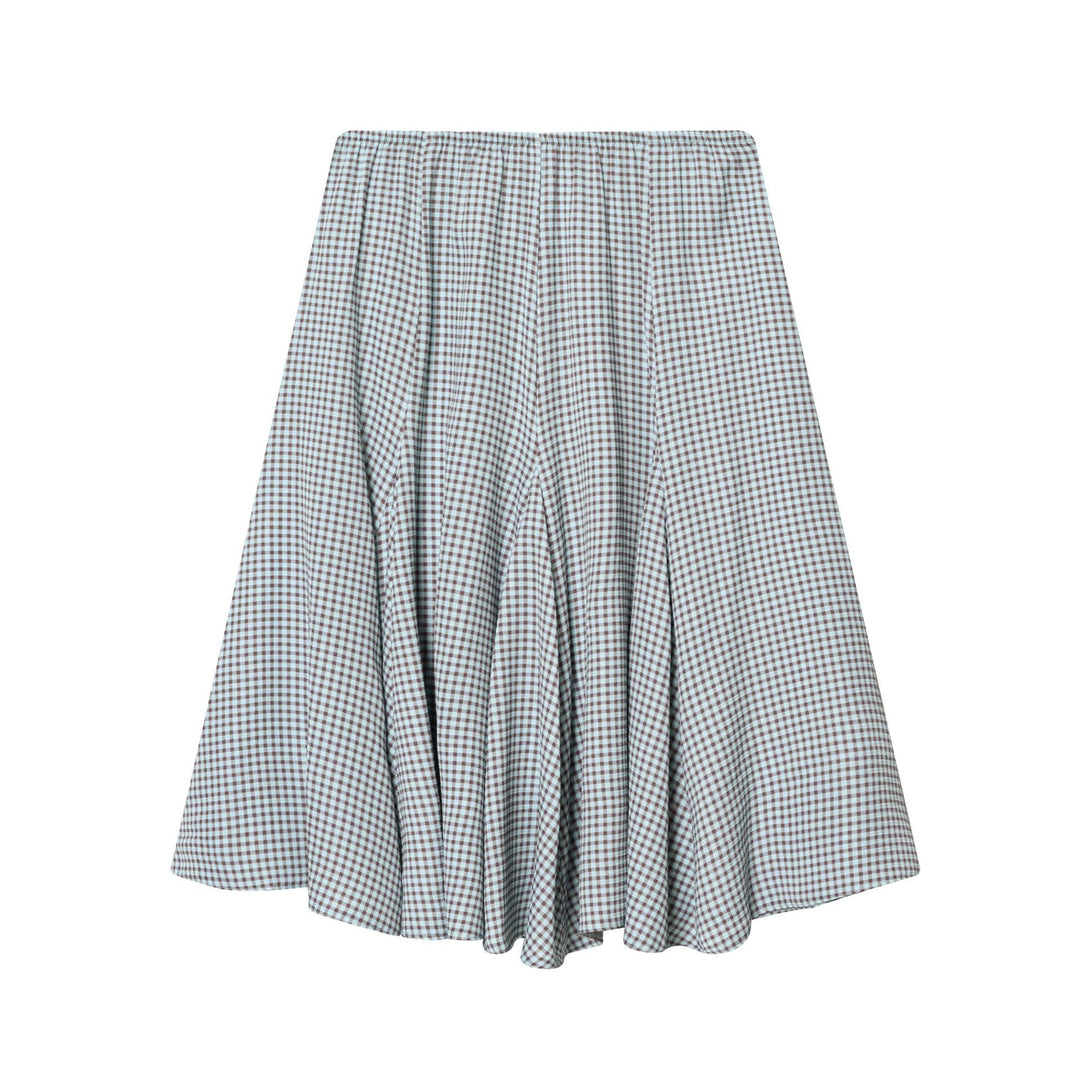 Women’s flared midi skirt with Vichy check and elastic waistband Mune Fashion