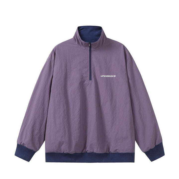 Unisex Oversize Windbreaker Pullover with half zipper and ribbed hem Mune Fashion