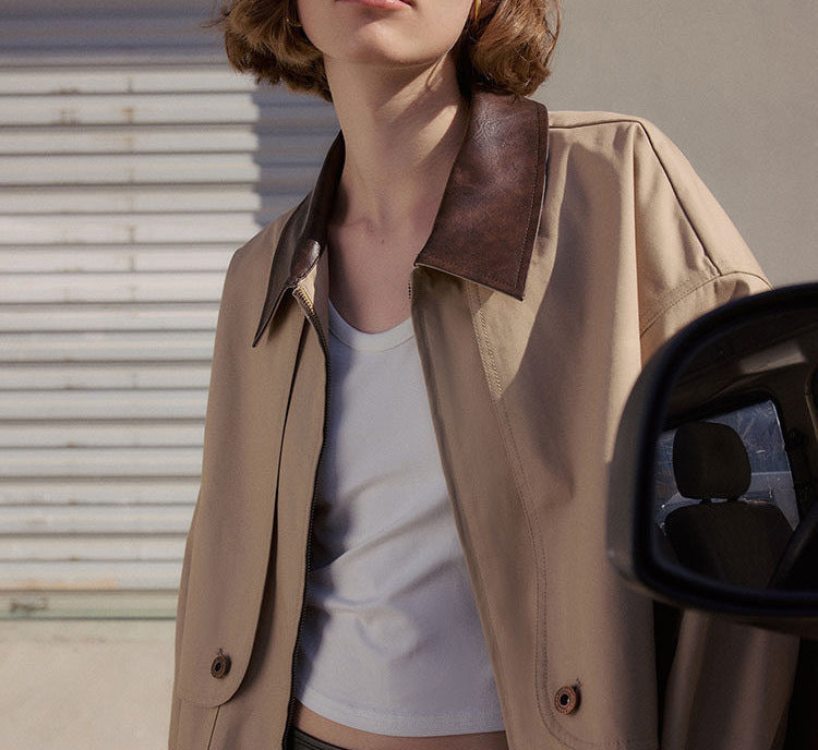 Women's Casual and Fashionable Transition Jacket with Contrasting Collar Mune Fashion