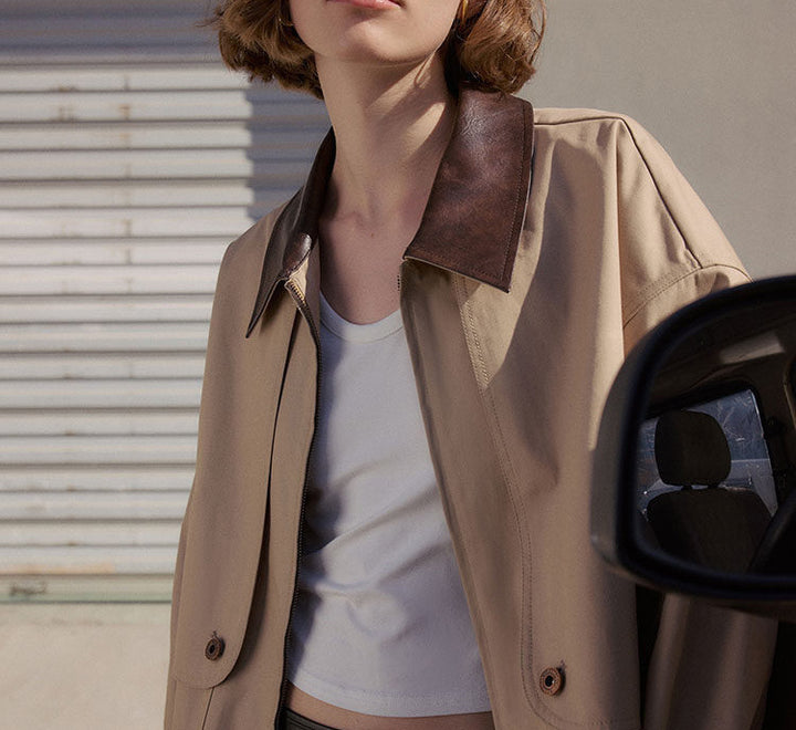 Women's Casual and Fashionable Transition Jacket with Contrasting Collar Mune Fashion
