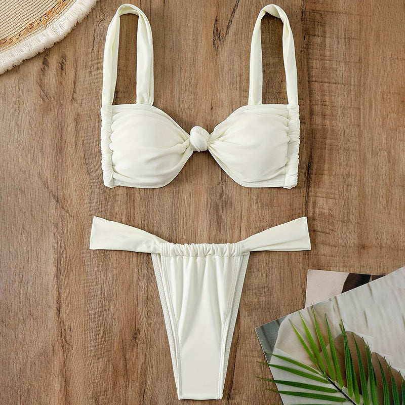 Women's triangle bikini with knot-shaped straps and high-cut bottom Mune Fashion