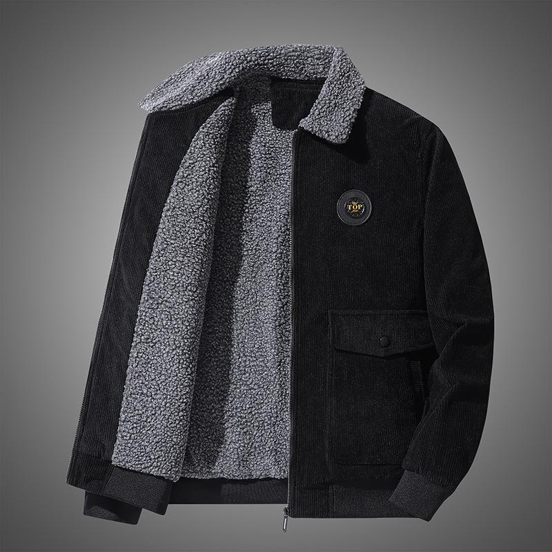 Men's cord jacket with continuous sherpa lining and patch pockets Mune Fashion