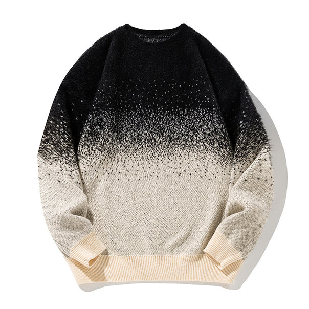 Unisex Soft Oversize Knit Sweater with Dip-Dye Gradient, Boucle Structure and Ribbed Hem Mune Fashion