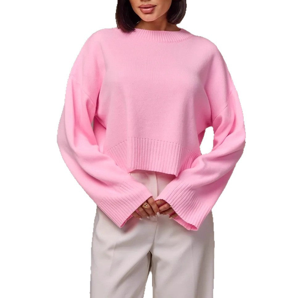 Women's Fashionable Cropped Sweater with Loose Fit