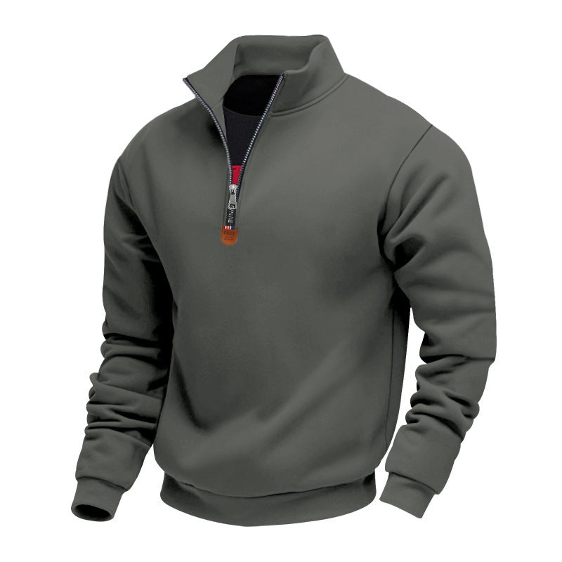 Men's nan Premium half-zip sweatshirt with high stand-up collar, sturdy zipper, and ribbed hem Mune Fashion