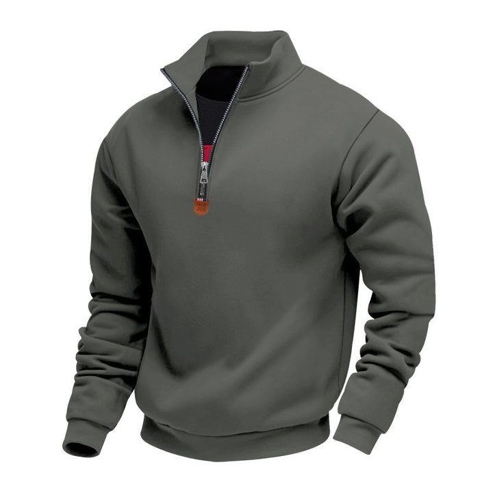 Men's nan Premium half-zip sweatshirt with high stand-up collar, sturdy zipper, and ribbed hem Mune Fashion