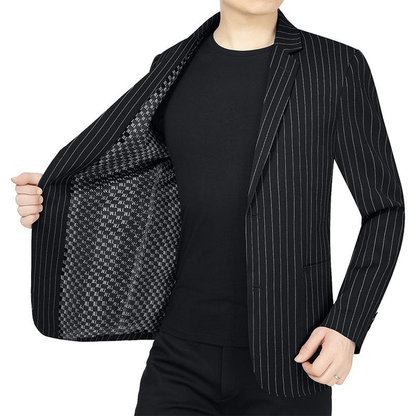 Men's pinstripe blazer slim fit with contrasting inner lining Mune Fashion