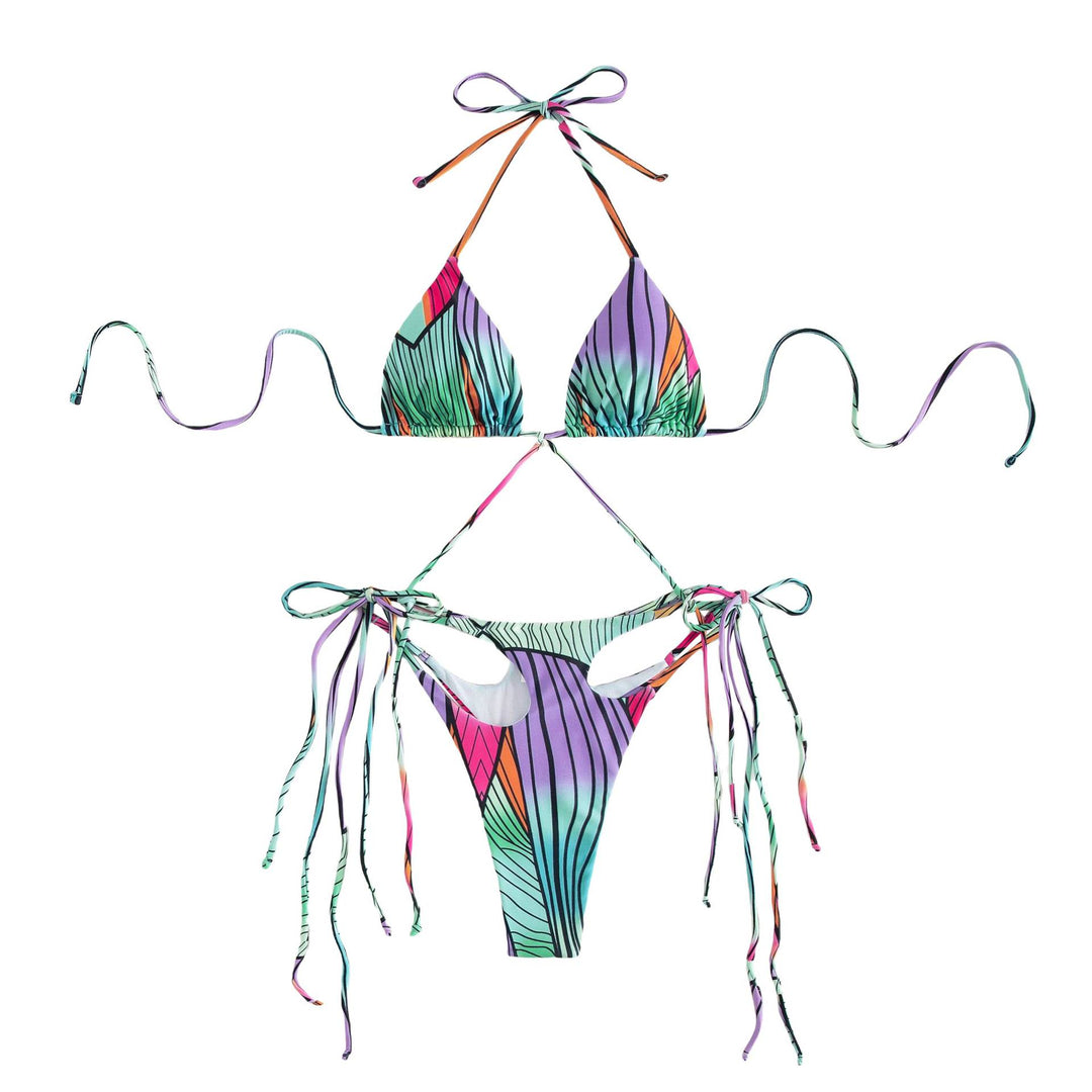 Women's triangle bikini with stylish ties and unique gradient Mune Fashion