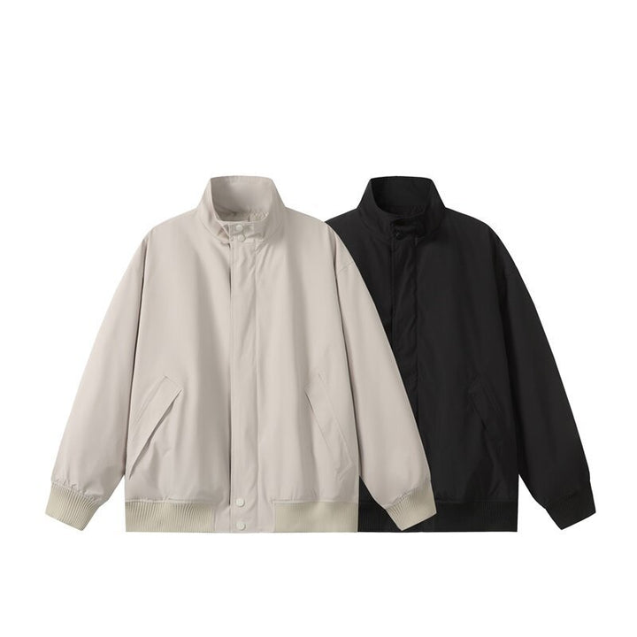 Unisex Short Cut Oversized Bomber Jacket with Stand-Up Collar, Concealed Front Placket, and Ribbed Cuffs Mune Fashion