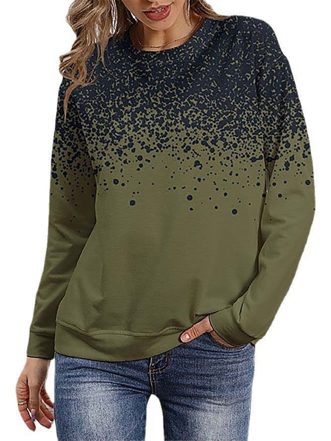 Women's sweatshirt with gradient dot print and round neck Mune Fashion