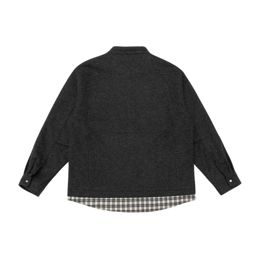 Unisex Short Cut Wool Blend Blouson with Stand-Up Collar and Checked Interior Band Mune Fashion