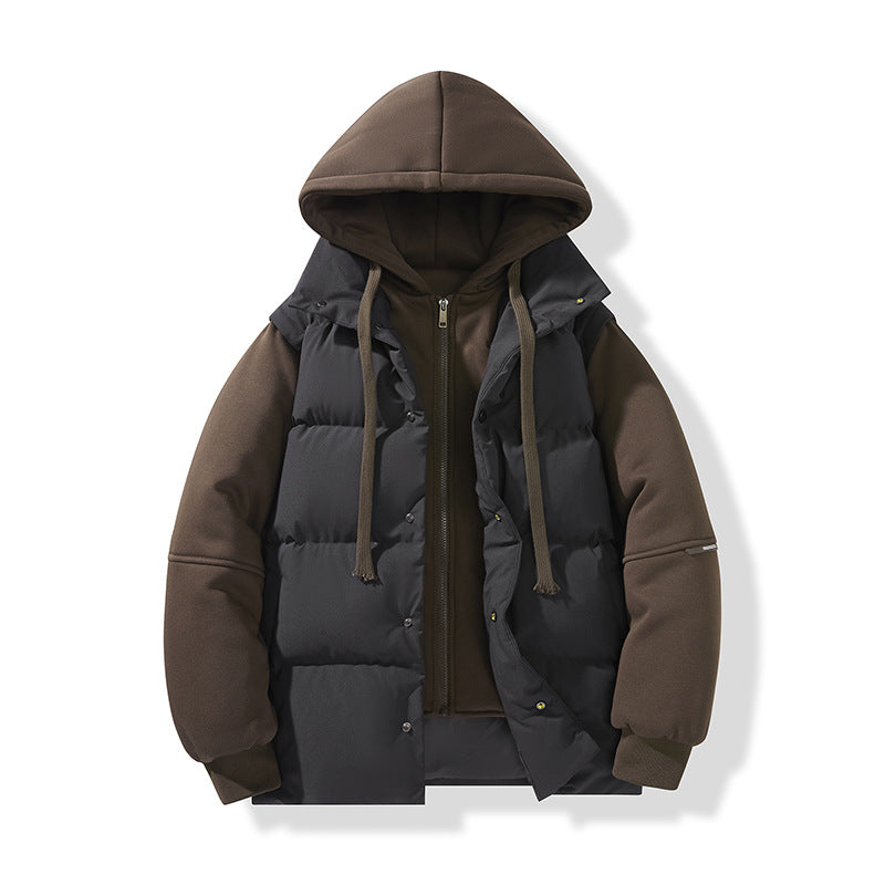 Men's hybrid quilted jacket with integrated hood fleece inner layer Mune Fashion