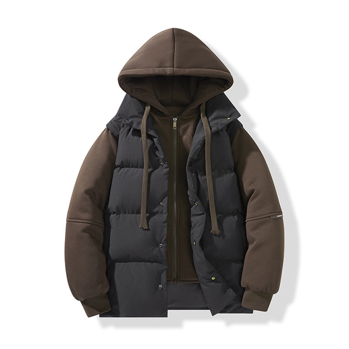 Men's hybrid quilted jacket with integrated hood fleece inner layer Mune Fashion