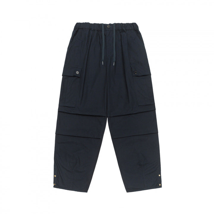 Unisex Oversize Cargo Pants with drawstring waistband, layer detail and snap hem Mune Fashion