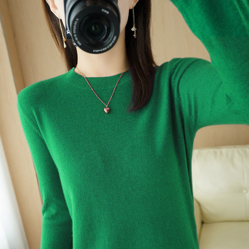 Women's Soft Fine Knit Crew Neck Sweater with Extra Wide Cuffs and Boxy Silhouette Mune Fashion