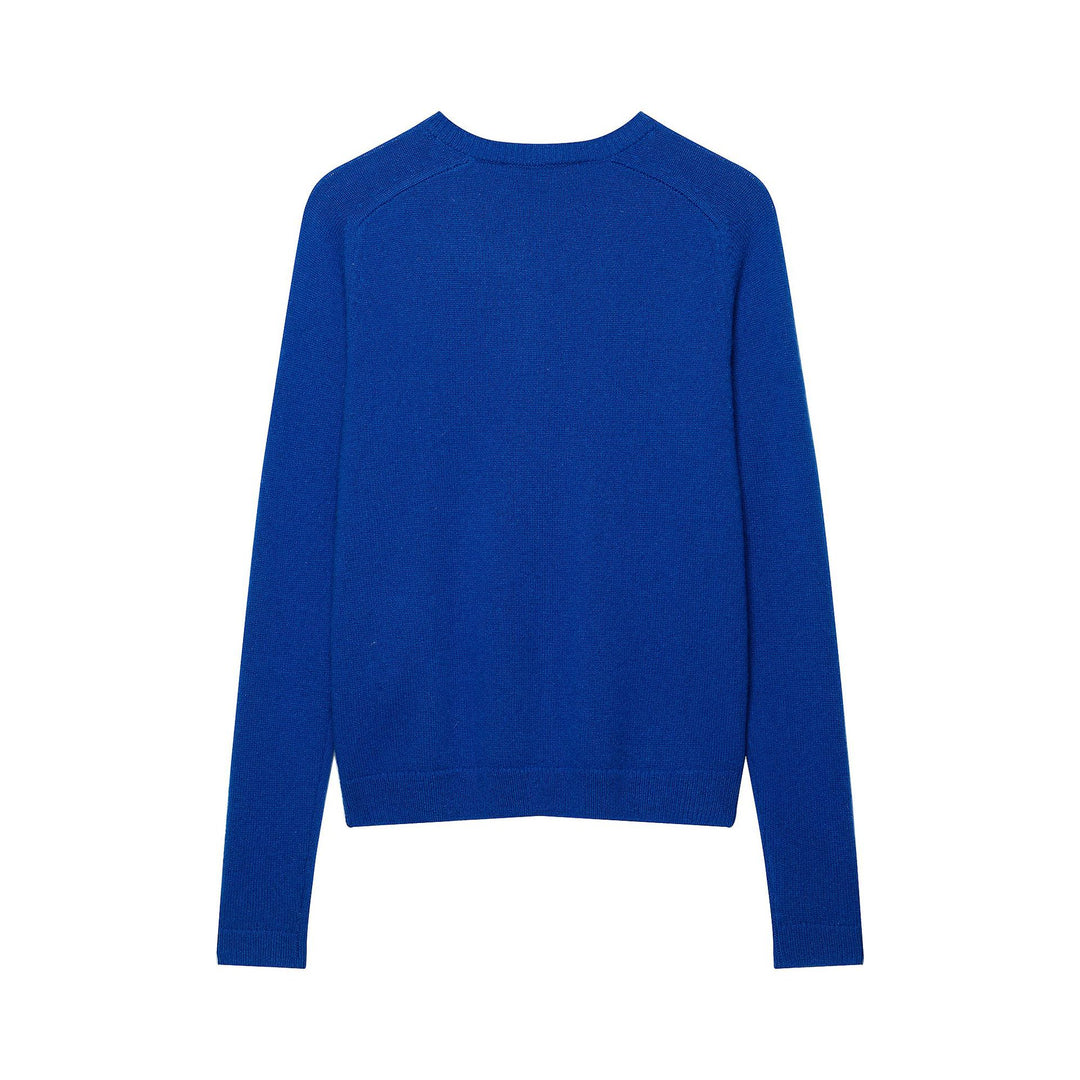 Women's Fine Knit Cropped Cardigan with Round Neck and Mother-of-Pearl Buttons Mune Fashion
