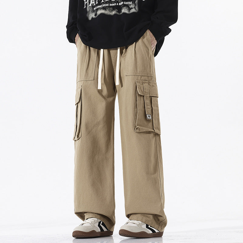 Men's Wide Cut Cargo Pants in Palazzo Cut with Drawstring Waist and XXL Flap Pockets Mune Fashion