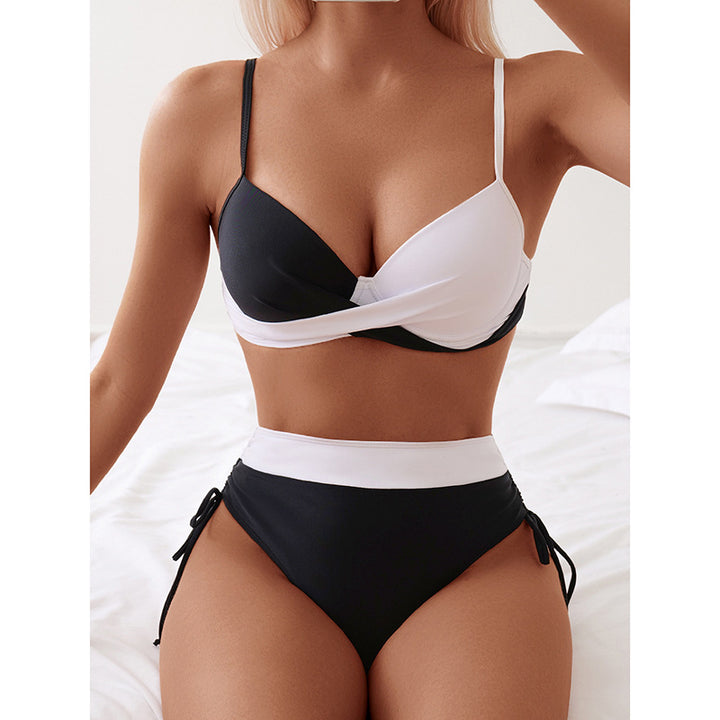 Women High-Waisted Bikini with Fashionable Wrap Design Mune Fashion