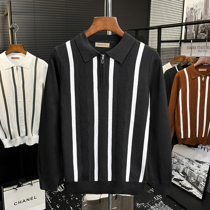 Men's Stylish Short Sleeve Knit Top with Zipper Mune Fashion 1787964672