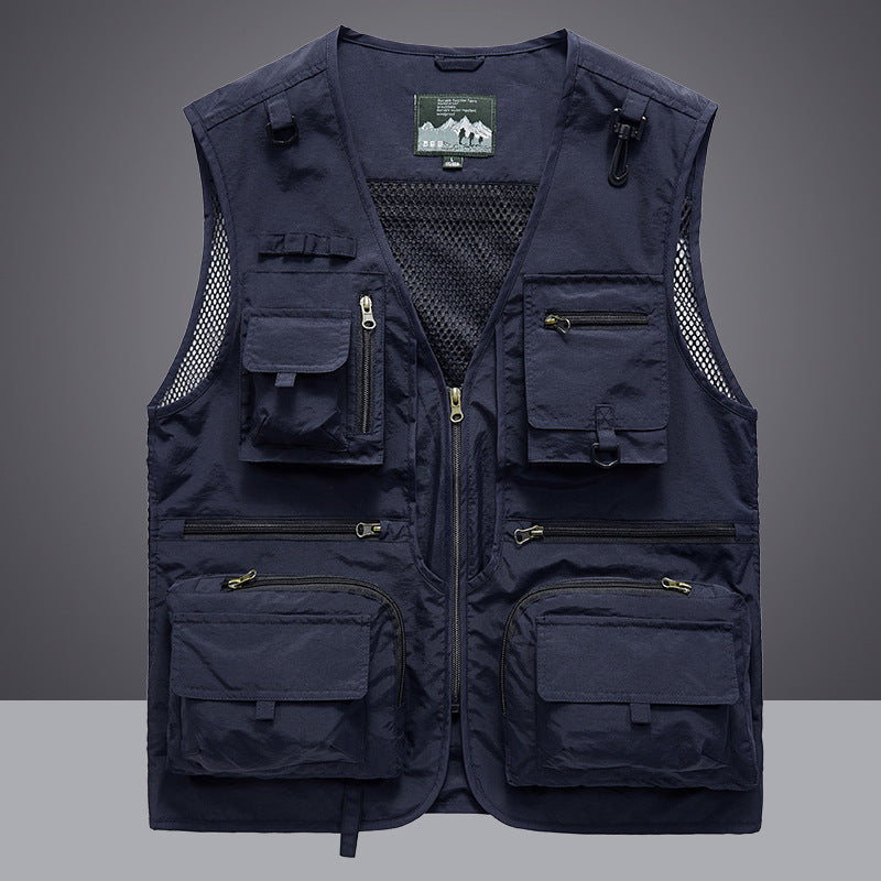 Men's nan multifunctional fishing vest with mesh back, versatile zip and flap pockets Mune Fashion