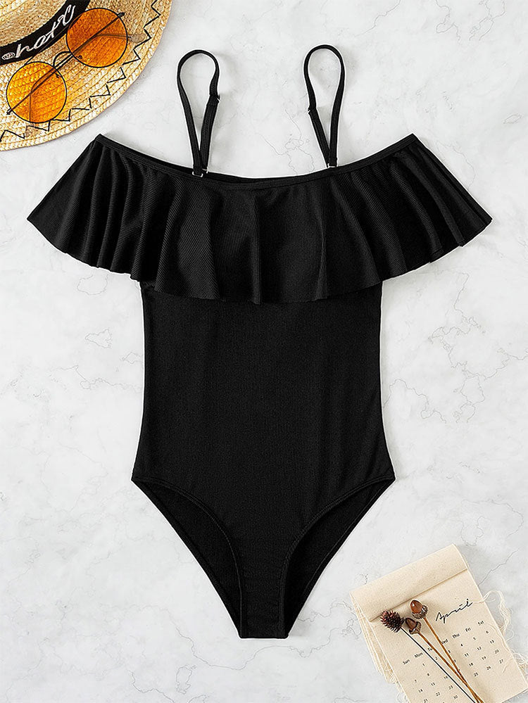 Women One-Piece Swimsuit with Voluminous Ruffle Design Mune Fashion