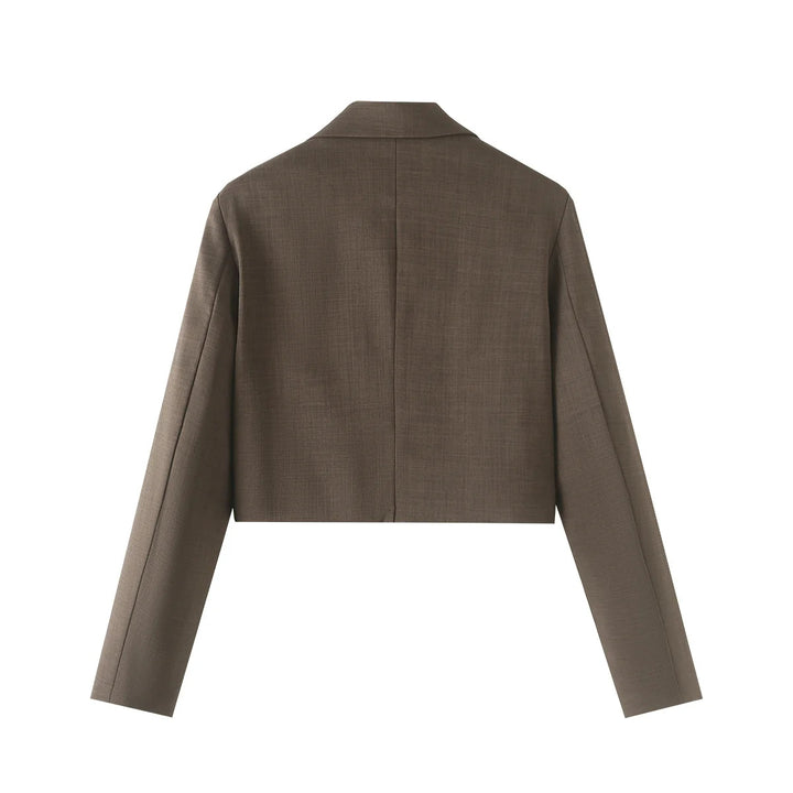 Women nan cropped lapel blazer set with short jacket and high-waist wide-leg pants Mune Fashion