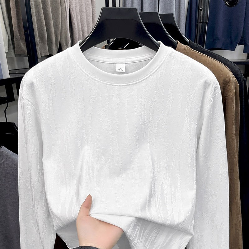 Men's finely structured long-sleeve shirt with round neck and subtle jacquard texture Mune Fashion