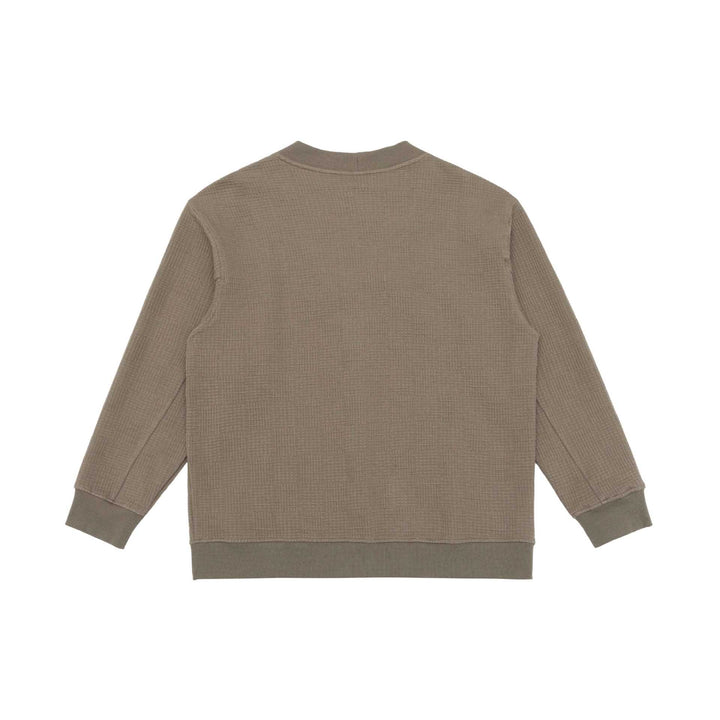 Unisex Waffle Structure Cardigan with V-Neck, Button Placket and Patch Pockets Mune Fashion